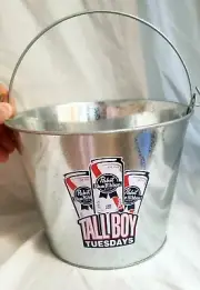 PABST BLUE RIBBON PBR Metal Ice Bucket Tall Boys Double Sided 7”tall 9”wide NEW