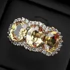 Three Stone Rings Pastel Yellow Sapphire 8.10Ct 925 Sterling Silver Size 7.5