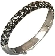[HEARTS AND YOU] 1ct Round Cut Black Moissanite Wedding Band Ring Half Eternity White Gold Plated