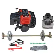 29'' Go Kart Rear Axle Wheel Hub Kit+49cc Gas Engine Motor Gear Box+Switch Chain