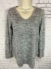 Cotton On Knit Top XS Women's Gray Stretchy Blouse V-Neck Shirt (DAB)