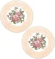 OFFSCH 2pcs Embroidered Flower Coasters Lace Place Mats for Drinks Modern Floral Design for Dining Table and Home Decor Washable and Reusable