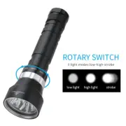 Waterproof LED Scuba Diving Flashlight Dive Light Underwater Torch Lamp Camping