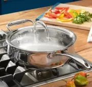 Princess House Heritage Tri-Ply Stainless Steel 10" Deep Frying Pan 10835 New