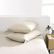 TUMEI 100% Linen Pillow Cases King, Set of 2 King Size Linen Bed Pillow Shams Cover Bedding Washed Solid Color Natural Flax Soft Breathable, (35.83''×20.08'')