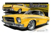 HOLDEN SANDMAN HQ UTE CHROME YELLOW A1 STRETCHED CANVAS (HC308B)