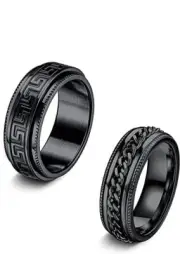 2 PC Stainless Steel Spinner Rings SZ 8 Unisex Stress Relieving New 2508