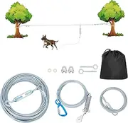 Dog Runner for Yard Large Dog Heavy Duty 100ft with Double Shock Absorbers Tangle-Free Aerial Trolley System for Large Dogs Up to 250lbs,Silver