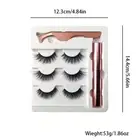US 6 Pairs Magnetic Eyelashes Set Eyeliner Tweezer Kit False Mink Lashes Black