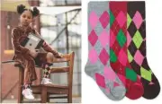 Jefferies Socks Girls Classic Argyle Diamond Stripe Pattern Cotton Knee High