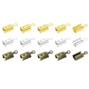 12 x 5 mm Fold Over Crimp Cord Ends, 300pcs Cylindrical Clamp Ends, Gold