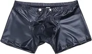 [Generic] Big Mens Sexy Underwear Mens Casual Solid Color Leather Shorts Sexy Soft Leather Taste Underwear Shorts World Hottest