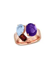 Rina Limor Silver 4.70 ct. tw. African Amethyst & Topaz. & Garnet Ring
