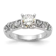 0.07ct. CZ Solid Real 14K White Gold Peg Set Engagement Ring
