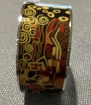 METROPOLITAN MUSEUM ART MMA SILVER-TONE TRIBAL EARTHY BROWN BANGLE BRACELET NEW
