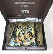 Anuschka Hand Painted Leather RFID Two Fold Wallet Golden Tiger