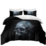 Scary Human Skull and Bird Quilt Cover