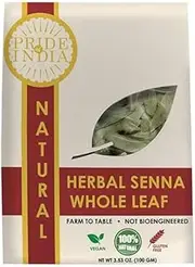 Pride Of India Organic Senna Tea Leaf Whole 100 Gm (3.53 Oz)