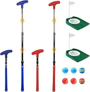 Adjustable Golf Putter, Mini Golf Set - 2 Kids Golf Clubs with 6 Golf Balls & 2 Cup with Flag, Two-Way Kids Putter for Right & Left Handed, Battle Golf for Kids for Youth & Junior Golfer