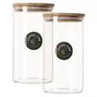 2x Lemon & Lime 1.2L Camden Glass Jar Container/Canister Storage w/ Bamboo Lid