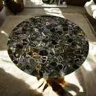 Round Agate Console Table Natural Stone Handmade Arts Hallway Furniture Decors