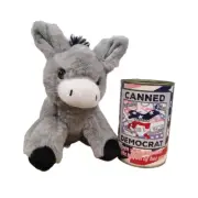 Fun! Unique Gifts Canned Democrat Harris Donkey Plush Stuffed Animal w/Jokes