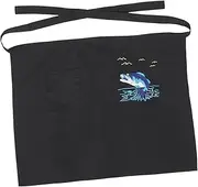 [WOONEKY] Apron Half Waist Apron Embroidery Pattern Comfortable Breathable Men Women