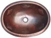 19"x 14" Oval Hand-Hammered Antique Oyster Bathroom Copper Sink