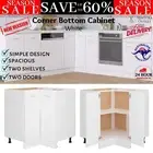 Corner Bottom Cabinet Kitchen Cupboard Storage Unit Organiser Furniture - White