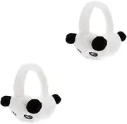 [jojofuny] 2pcs Panda Ear Muffs for Boy Girl Warm Plush Ear Warmers Comfortable Headband Earmuffs Unisex Design for Use Outdoor Activities