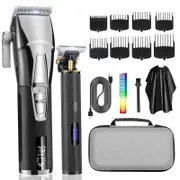 The New Electric Two-in-one Machine Hair Clipper Set Two-in-one Engraving Clipper Hair Clipper LCD Display Barber Shaving Shaver