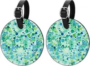 [YTYVAGT] Luggage Tags for Suitcases,Travel Tags for Luggage,Watercolor Blue Green Dots,2-Pc