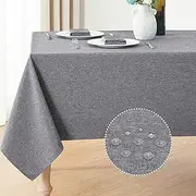 Veblandy Rectangle Tablecloth Linen Textured Waterproof & Stain Resistant Table Cloth Wrinkle Free Decorative Fabric Farmhouse Table Cover for Dining/Party/Buffet/Wedding, 52 x 70 Inch, Dark Grey