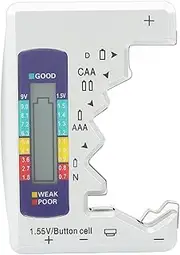 Battery Tester, Universal LCD Display Battery Checker Support D C N Type, AA AAA Battery, Button Cell Analyzer Power Measure Volt Checker Meter for Home (Silver)