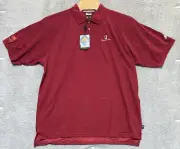 NEW adidas Lycra Golf Climalite Scarlet Red Polo Shirt Mens 2XL Company Logo