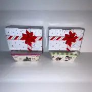 Temptations , NWT, 2 ceramic, holiday 12 ounce mini loaf pans with plastic lids