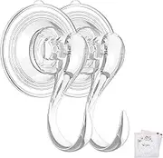 VIS'V Small Suction Cup Hooks with Wipes, Heavy Duty, Removable and Reusable, Clear, 4 Pcs