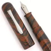 Ranga Splendour Ebonite Fountain Pen Brown Mottled, JoWo #6 Nibs, C/C (New)