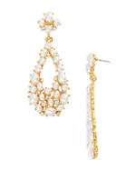 Kenneth Jay Lane Imitation Pearl Cluster Drop Earrings in Gold Tone