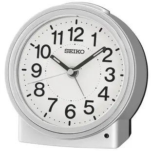 SEIKO 精工 靜音秒針嗶嗶聲貪睡鬧鐘/白/QHE199S