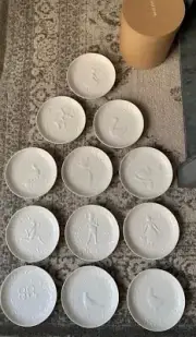 West Elm 12 Days of Christmas Ceramic Appetizer Plates 6.5" diam. (Set of 12)