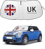 Upgrade Front Windshield Sunshade - Foldable Mini Cooper Sun Shade, Fit for 2015-2024 Mini Cooper S Hardtop 4 Door, Union Jack Flag |Keep Car Interior Cooler|