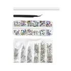 1850Pcs/Set DIY Multi Sizes Nail Crystal&Flat Back Round Rhinestones+Pen+Tweezer