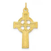 Ss/Gold Plated Sterling Silver Gold-Tone Polished Solid Cross Pendant