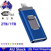 64GB 128GB USB Flash Drive U Disk 3 in 1 Storage Memory Stick For iPhone iPad PC