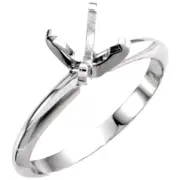 Solid Platinum Solitaire Ring Setting Round Engagement Pre-Notched Platinum 950