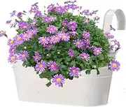 Deck Railing Planter, Deck Railing Planter, Deck Railing Planter Balcony Planter Hangable, Metal Iron Flower Pot, Indoor Outdoor Balcony Planter Pot with Drain Hole and Removable Hook