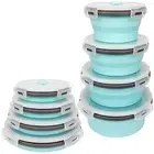Blue Collapsible Bowls Silicone Food Storage Containers Silicone Camping Bowl...