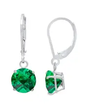 MaxColor Silver 1.40 ct. tw. Lab-Grown Emerald Dangle Earrings