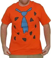 Caveman Fred T-Shirt Costume, Orange, Large